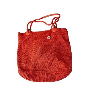 The SAK bag Red Crochet Bucket purse pocket book handbag
